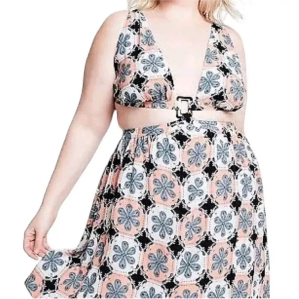 Agua Bendita x Target Women's Coral Tile Print Cut Out Mini Dress XL